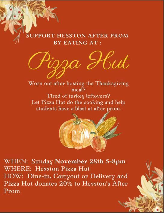 After Prom Pizza Hut Fundraiser Night 11/28/21