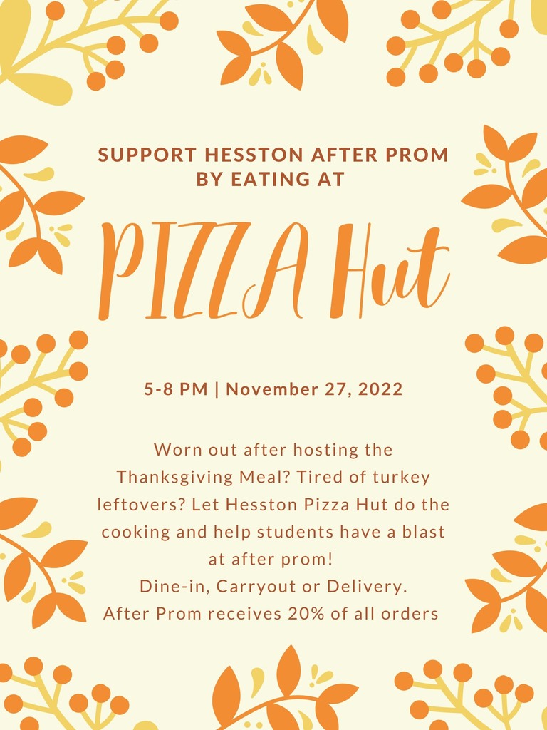 After Prom Pizza Hut Fundraiser Night 11/27/22
